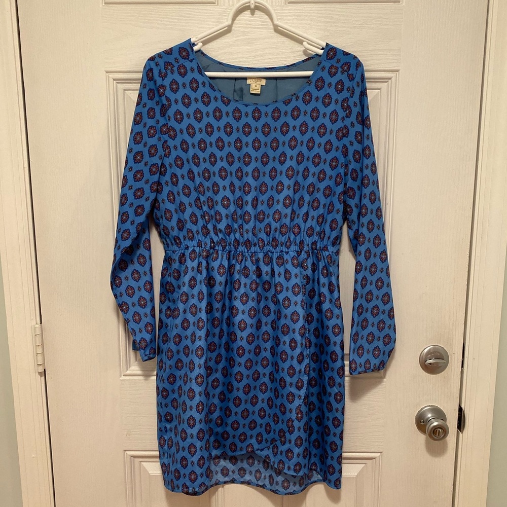 Jcrew blue printed tulip hemmed dress size 10